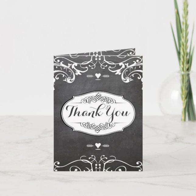 Tarjeta De Agradecimiento Chalkboard Typography Classic Card (Anverso)