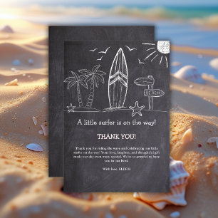 Tarjeta De Agradecimiento Chalkboard Un Pequeño Surfista Baby Shower