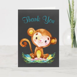 Tarjeta De Agradecimiento Chalkboard Watercolor Monkey Boy Gracias