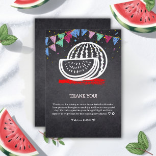 Tarjeta De Agradecimiento Chalkboard Watermelon Drawing Baby Shower