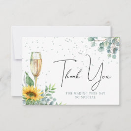 Tarjeta De Agradecimiento Champagne Aquarela Girasol Despedida de Soltera