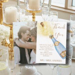 Tarjeta De Agradecimiento Champagne burbujeante foto de compromiso de pareja