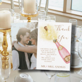 Tarjeta De Agradecimiento Champagne burbujeante foto de compromiso de pareja