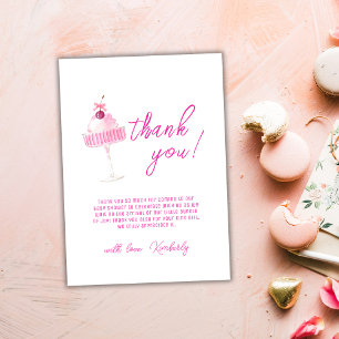 Tarjeta De Agradecimiento Champagne de cereza rosa único Baby Shower