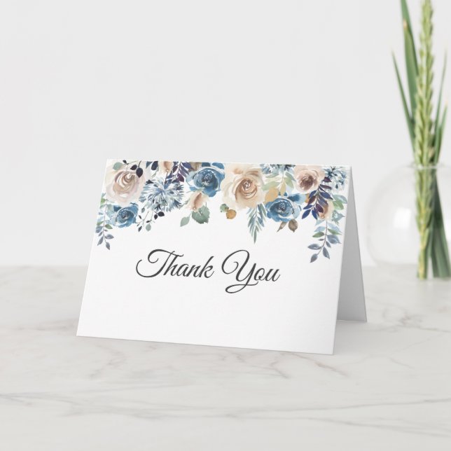 Tarjeta De Agradecimiento Champagne Floral Bouquet Boda Foto Gracias (Anverso)
