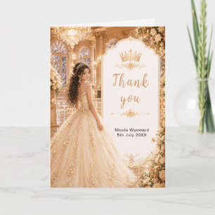Tarjeta De Agradecimiento Champagne Gold Salón de Baile Sweet Sixteen