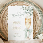 Tarjeta De Agradecimiento Champagne Greenery Thank You Card<br><div class="desc">Send a touch of botanical beauty and heartfelt thanks with these exquisite bridal shower thank you cards. The design features a captivating illustration of a champagne flute, elegantly tied with a sage green ribbon and surrounded by a garland of fresh eucalyptus. The delicate script and the natural, airy aesthetic provide...</div>
