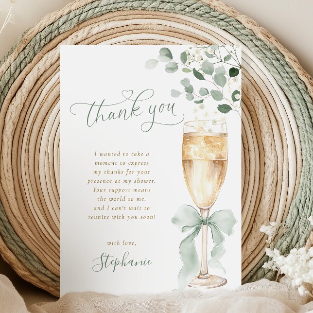 Tarjeta De Agradecimiento Champagne Greenery Thank You Card (Subido por el creador)