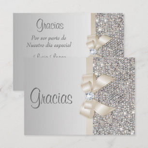 Tarjeta De Agradecimiento Champagne Ligero de Gráficas de Arco de Plata Grac