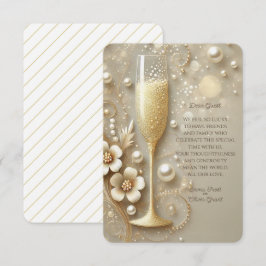 Tarjeta De Agradecimiento Champagne & Pearl Elegant Wedding Shower