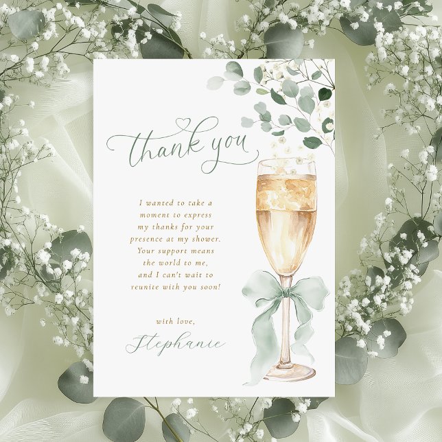 Tarjeta De Agradecimiento Champagne Toast Greenery Thank You Card (Subido por el creador)