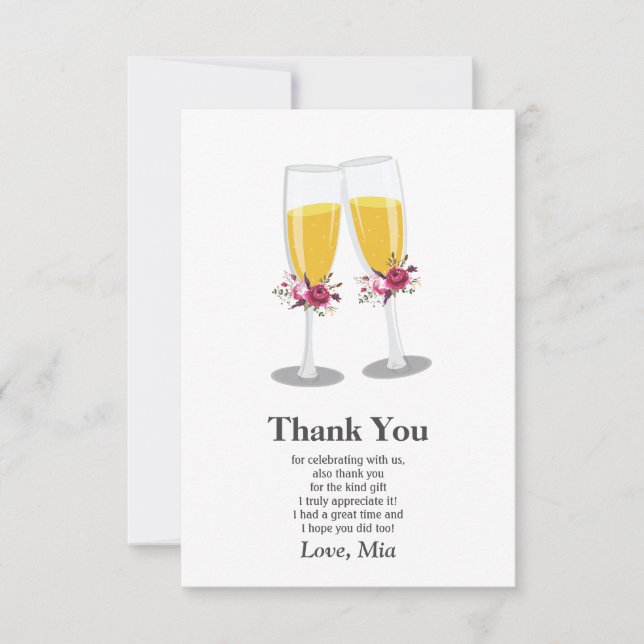 Tarjeta De Agradecimiento Champán Brunch y Bubbly animadores gracias (Anverso)