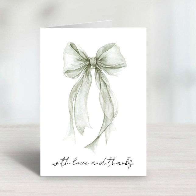 Tarjeta De Agradecimiento Champán de Boda Acuarela con Lazo Coquette Verde S (Subido por el creador)