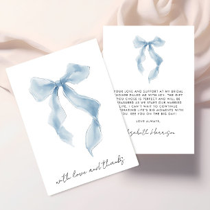 Tarjeta De Agradecimiento Champán de boda en acuarela de lazo azul elegante