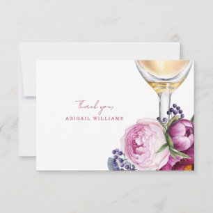 Tarjeta De Agradecimiento Champán de color rosa Floral Ducha de novias Graci