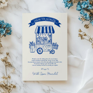 Tarjeta De Agradecimiento Champán de shower nupcial con garabatos florales f