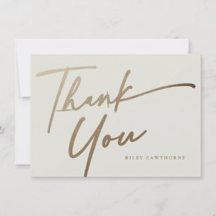 Tarjeta De Agradecimiento Champán Nupcial Boho Escritura Dorada Moderno Eleg