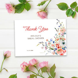 Tarjeta De Agradecimiento Champán Nupcial Floral Elegante