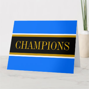 Tarjeta De Agradecimiento CHAMPIONS Azul Brillante Negro Blanco Rayas de Car