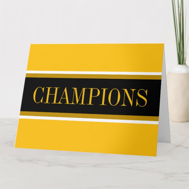 Tarjeta De Agradecimiento CHAMPIONS Bright Yellow Orange Black White Stripes (Anverso)