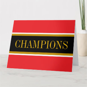 Tarjeta De Agradecimiento CHAMPIONS Rojo Brillante Negro Blanco Rayas de Car