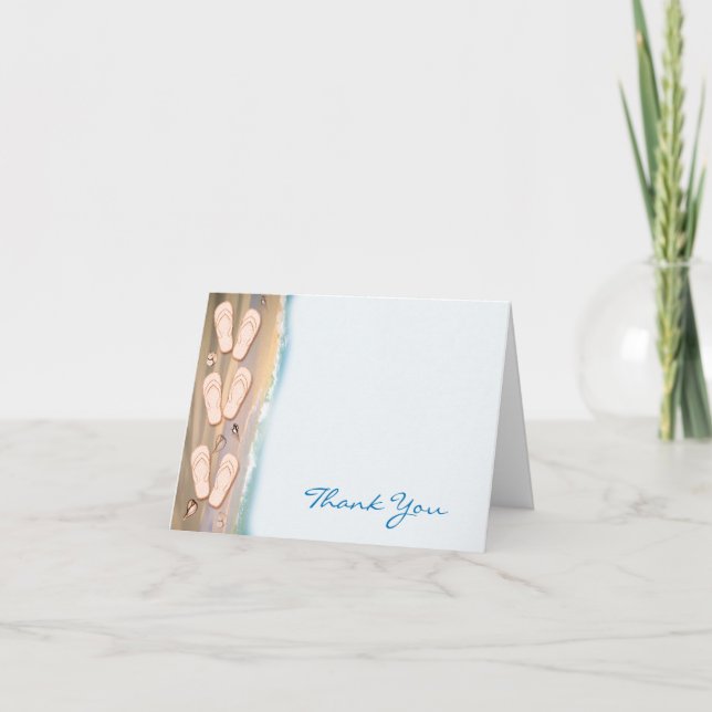 Tarjeta De Agradecimiento Chancletas en la Playa Gracias (Anverso)