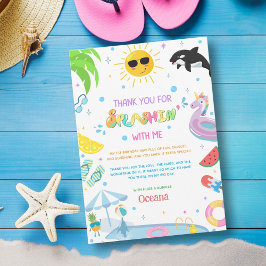 Tarjeta De Agradecimiento Chapoteando en una primera fiesta de cumpleaños en