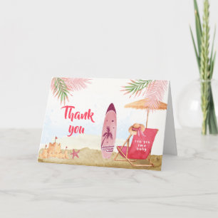 Tarjeta De Agradecimiento Chapoteo Aloha Surfboard Playa Baby Shower 