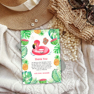 Tarjeta De Agradecimiento Chapoteo Tropical Baby Shower en la Piscina de la 