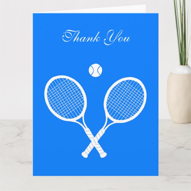 Tarjeta De Agradecimiento Chaquetas blancas de tenis y azul bola (Anverso)