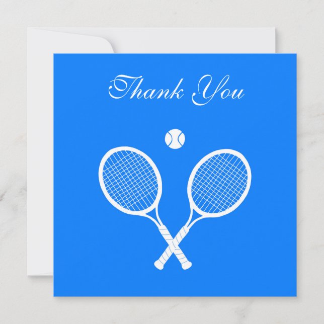 Tarjeta De Agradecimiento Chaquetas blancas de tenis y azul bola (Anverso)