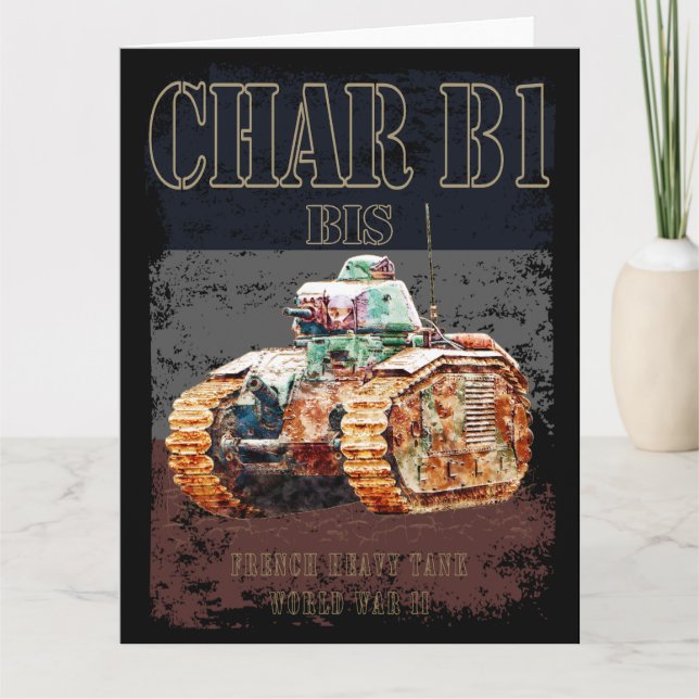 Tarjeta De Agradecimiento Char B1 Bis Heavy Tank francés de la Segunda Guerr (Anverso)
