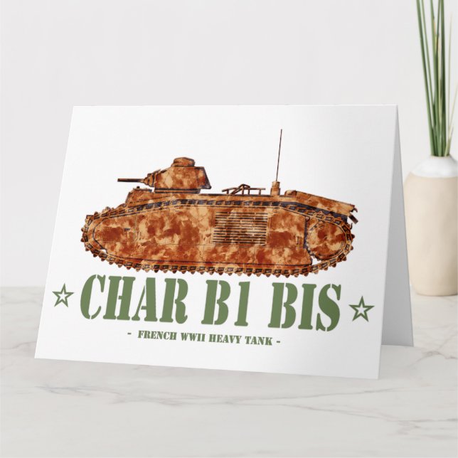 Tarjeta De Agradecimiento Char B1 bis Segunda Guerra Mundial Dos tanques pes (Anverso)