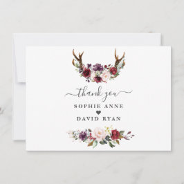 Tarjeta De Agradecimiento Charm Burgundy Boda de flores Rubor de ciruela ros