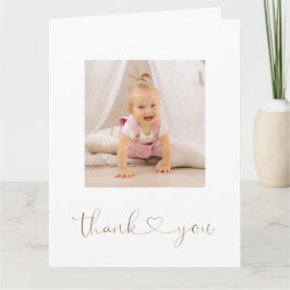 Tarjeta De Agradecimiento Charm White Flowers Chica de oro Foto Christening