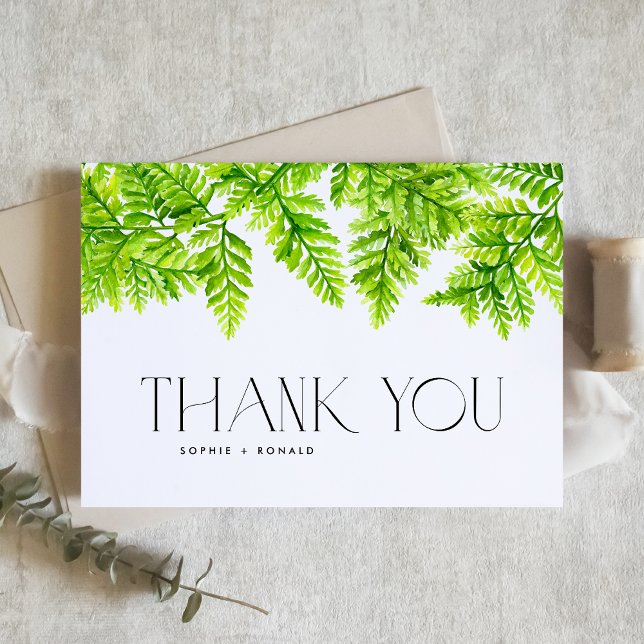 Tarjeta De Agradecimiento Chartreuse Green Fern deja Boda de Garland (Subido por el creador)