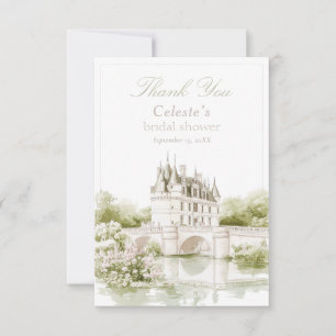 Tarjeta De Agradecimiento Château elegante Romance Francés Desayuno de Novia