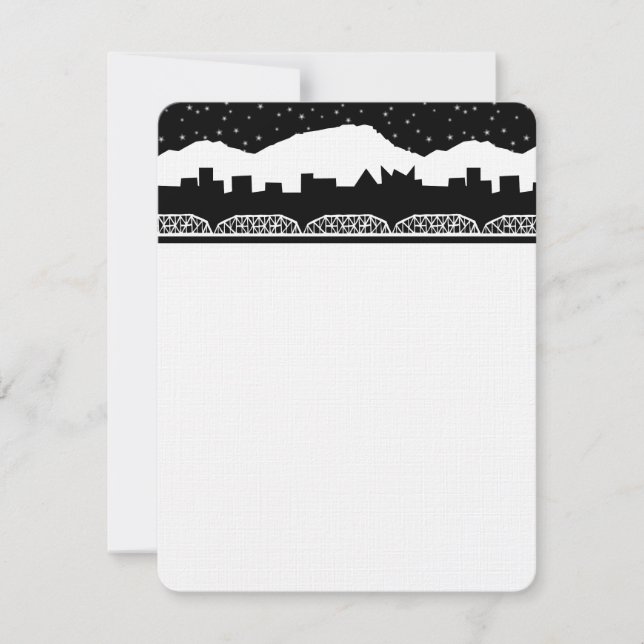 Tarjeta De Agradecimiento Chatt Skyline Black and White (Anverso)