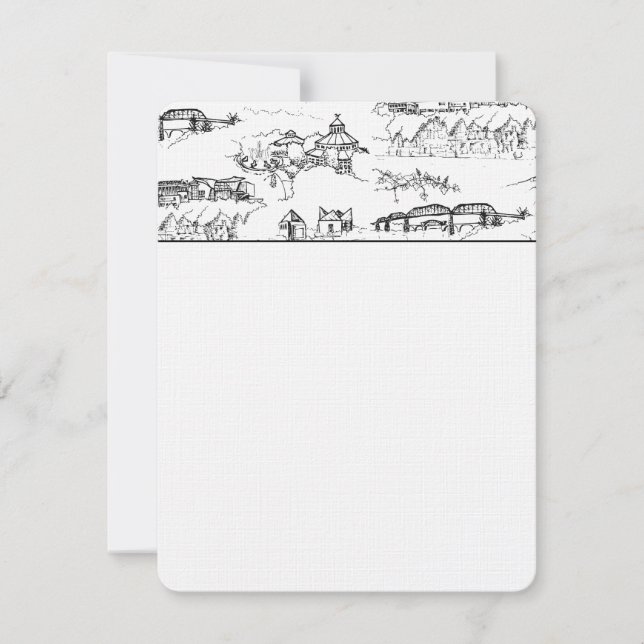 Tarjeta De Agradecimiento Chattanooga Toile blanco y negro (Anverso)