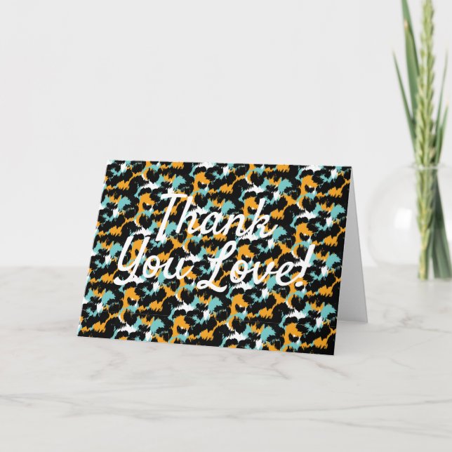 Tarjeta de agradecimiento Cheetah Lovers Aqua (Anverso)