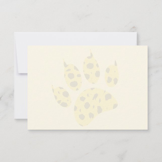 Tarjeta De Agradecimiento Cheetah Paw Print Blank Cream Off White (Reverso)