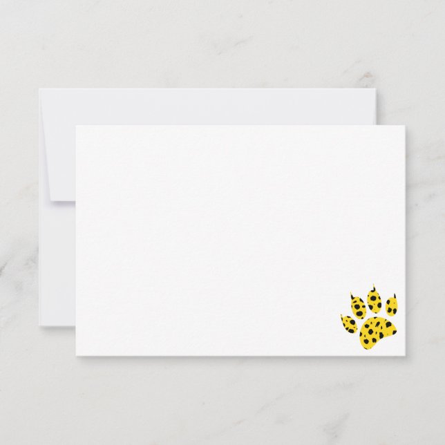 Tarjeta De Agradecimiento Cheetah Paw Print Custom Blank  (Anverso)