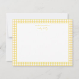 Tarjeta De Agradecimiento Cheque de Gingham amarillo Llanto Gracias