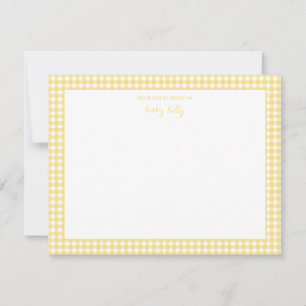 Tarjeta De Agradecimiento Cheque de Gingham amarillo Llanto Gracias