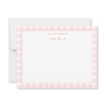 Cheque rosa de Gingham Personalizado Flat Gracias