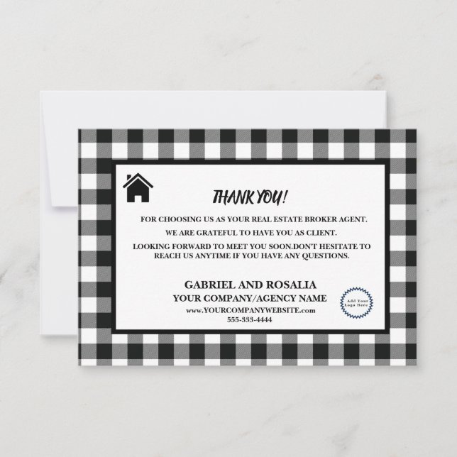 Tarjeta De Agradecimiento Cheques de búfalo de negocio del agente inmobiliar (Anverso)