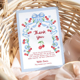 Tarjeta De Agradecimiento Cherries Retro Rojo Whimsical | Baby Shower