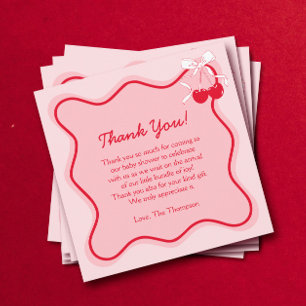 Tarjeta De Agradecimiento Cherry Baby Shower