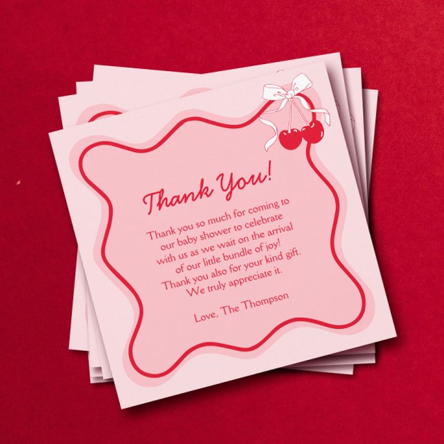Tarjeta De Agradecimiento Cherry Baby Shower (Subido por el creador)