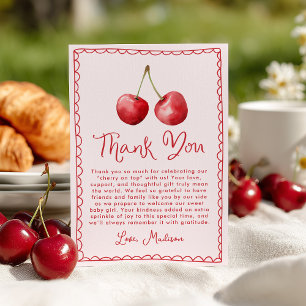 Tarjeta De Agradecimiento Cherry Blossom Baby Shower de Acuarela Caprichosa